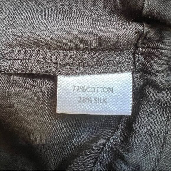 Saks Fifth Avenue Sz M Cotton Silk Embroidered Blouse Tunic Drawstring Black - Picture 3 of 12